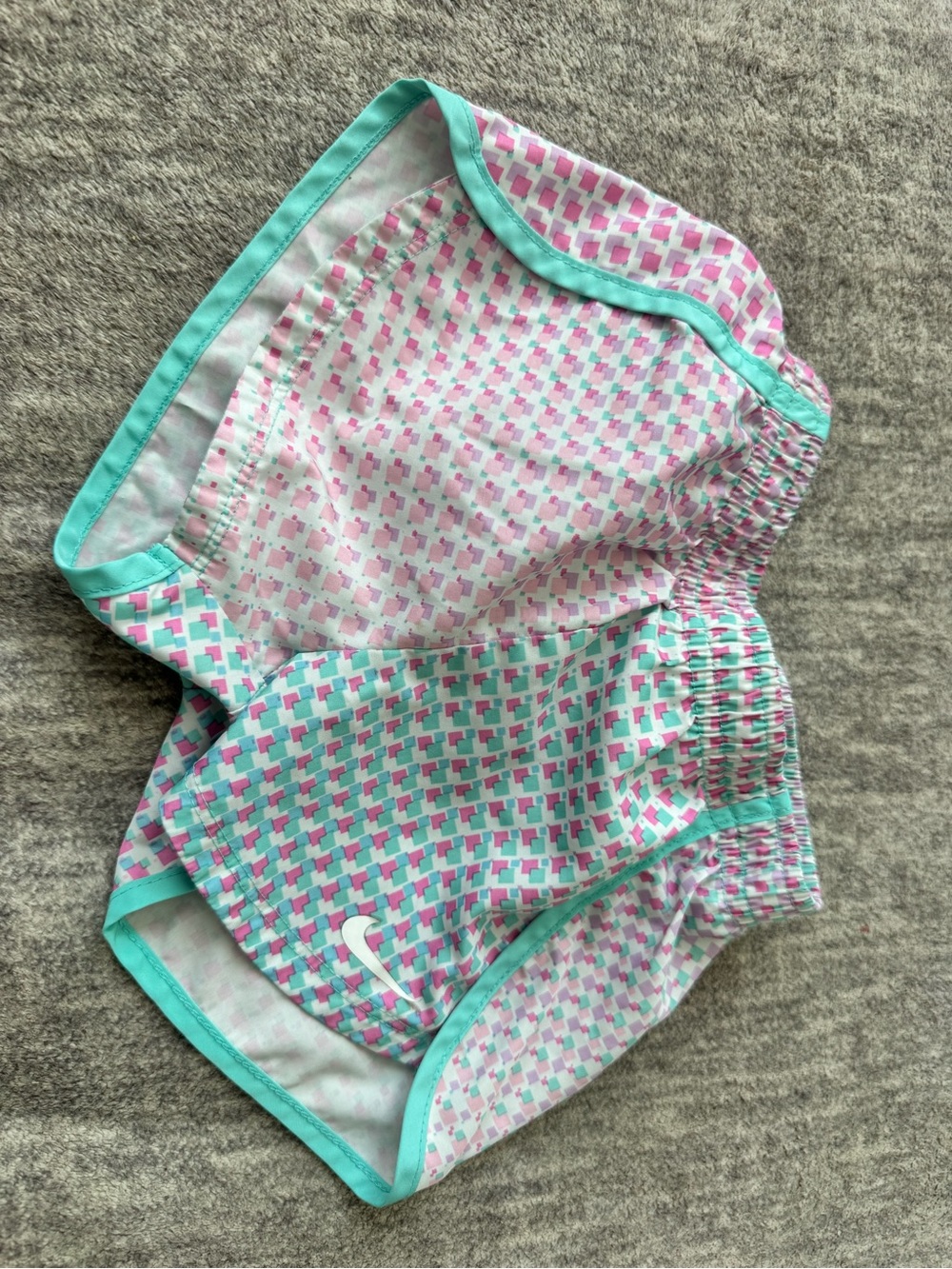 Nike Kids Teal & Pink Patterned Athletic Shorts